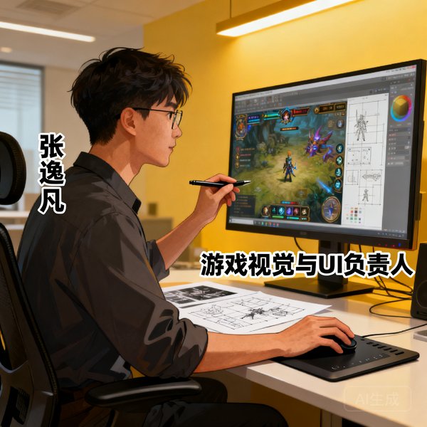 美术总监张逸凡，负责游戏视觉与UI